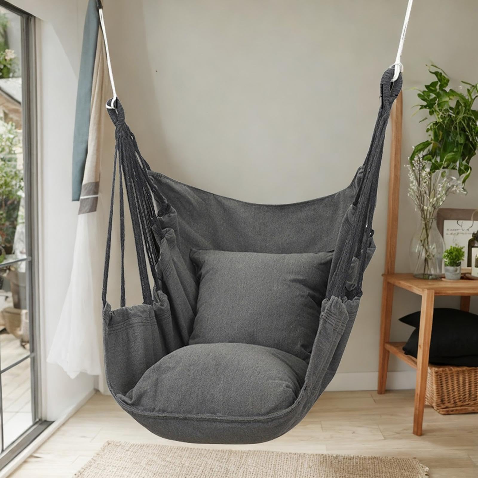 N 21033 ハンモックチェア　屋内外用 Amazon | Shamiina 屋外吊り下げハンモックチェア 耐久性のある